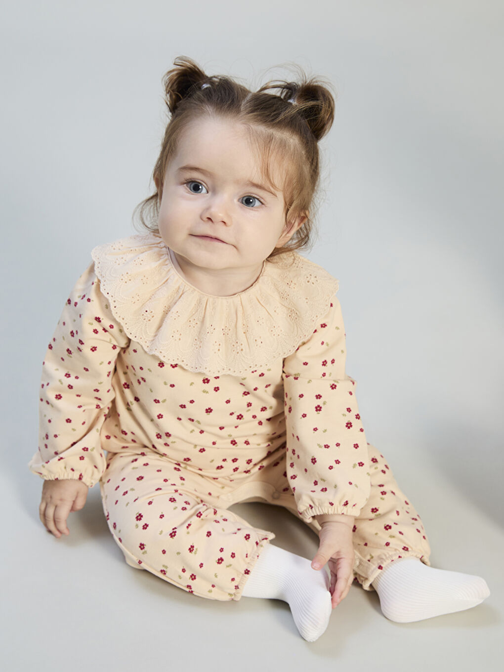 Baby Girl Floral Peter Pan Collar Jumpsuit
