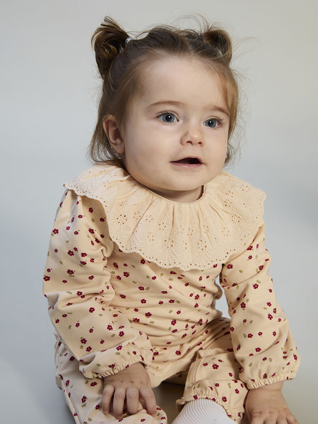 Baby Girl Floral Peter Pan Collar Jumpsuit-1