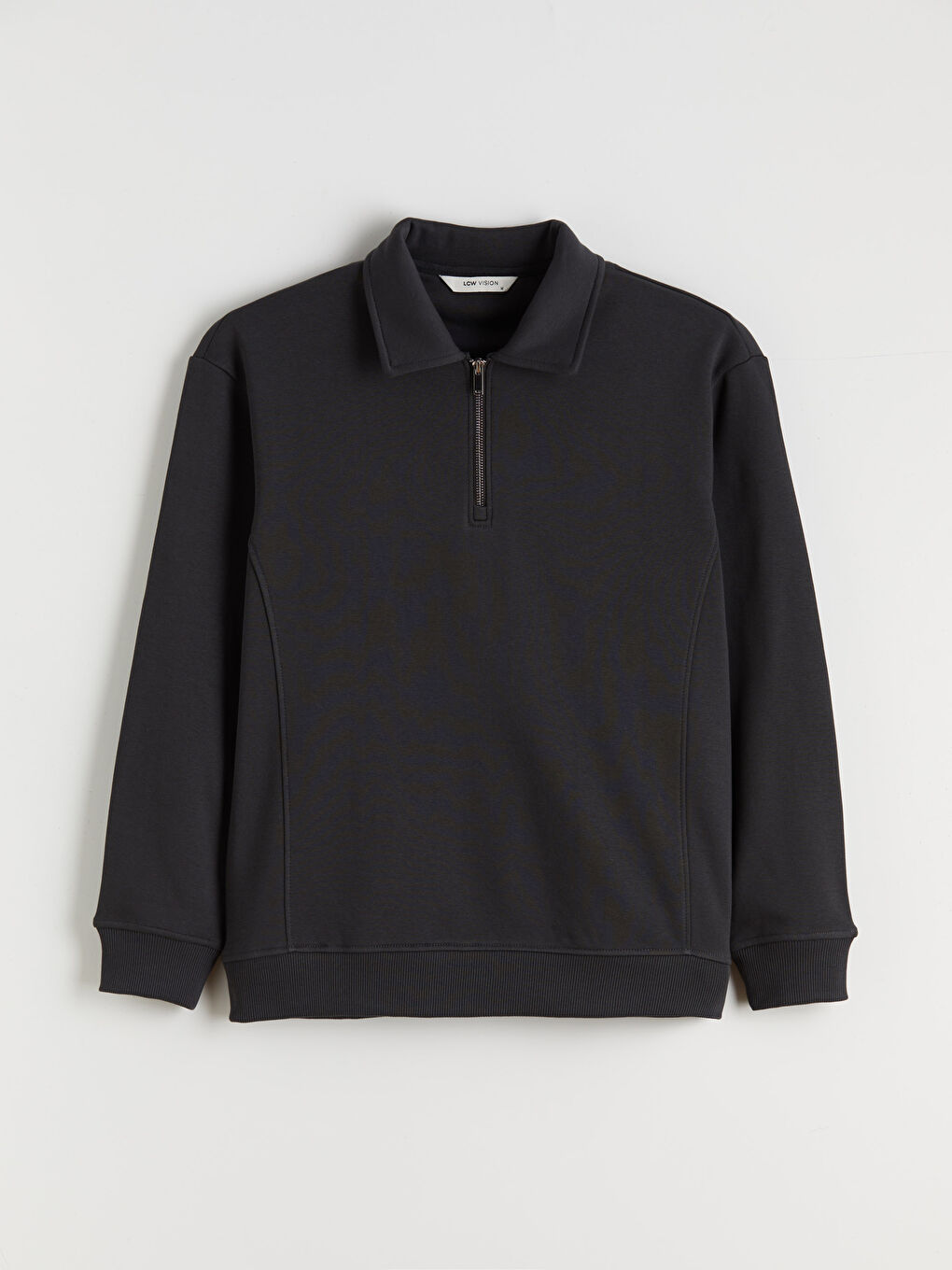 Antrasit Polo Yaka Erkek Kalın Sweatshirt-4