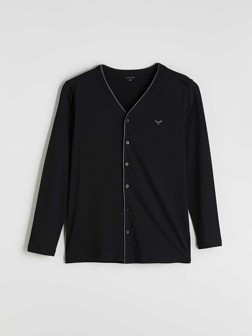 Siyah V Yaka Uzun Kollu Erkek Pijama Üst