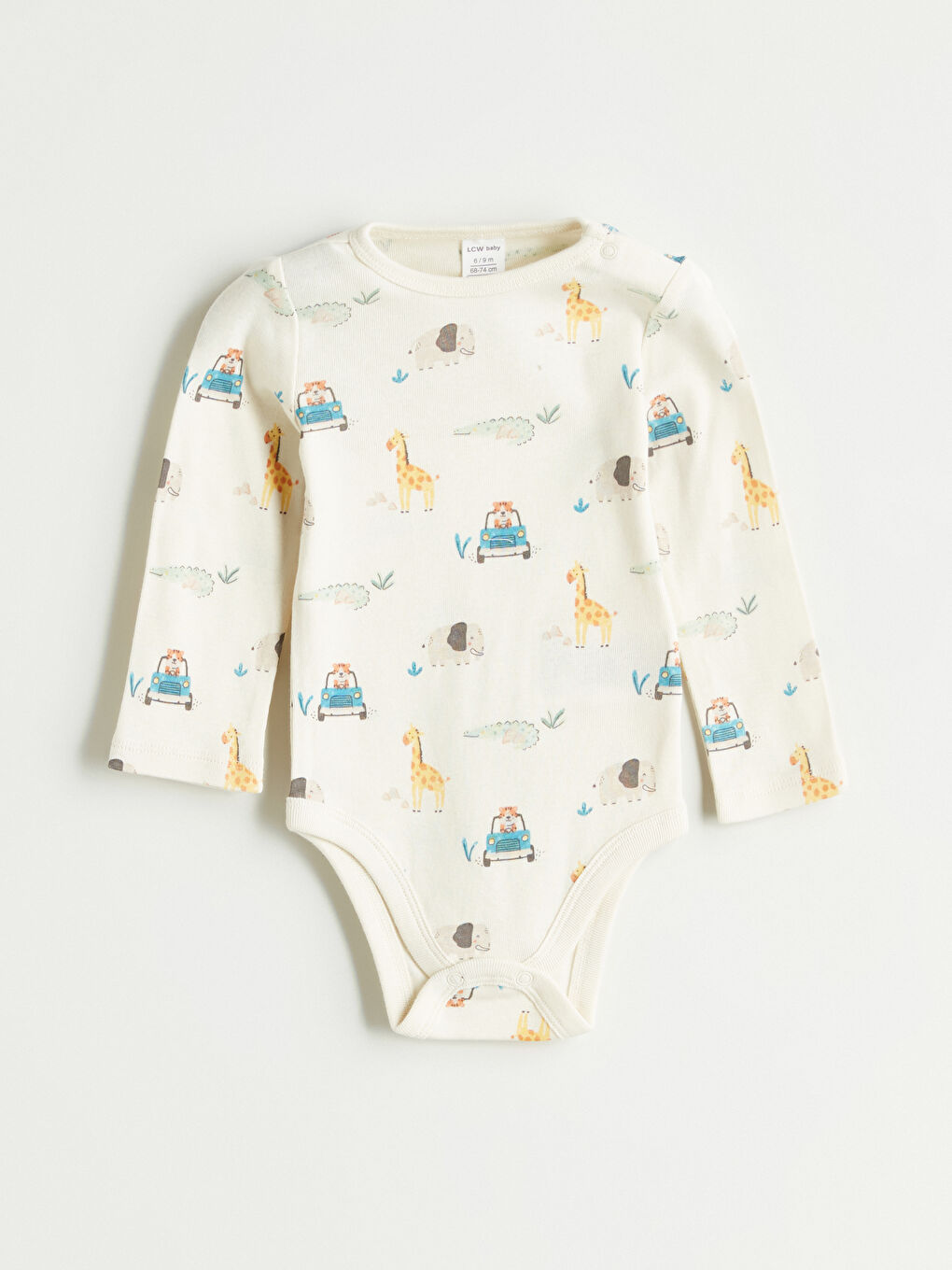 Ekru Baskılı Erkek Bebek Çıtçıtlı Body