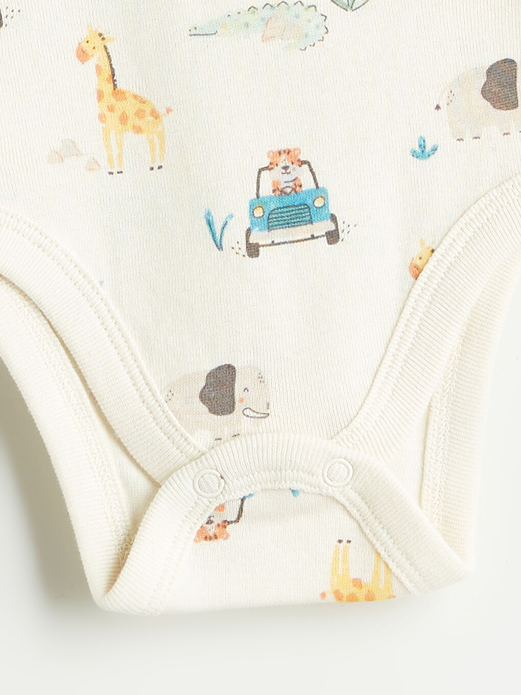 Ekru Baskılı Erkek Bebek Çıtçıtlı Body-1