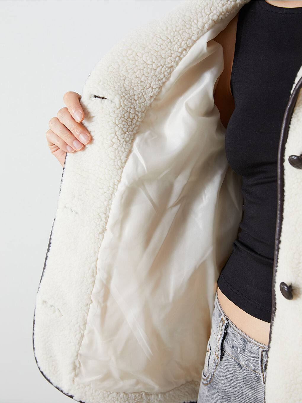 Jacket NeckPlain Long-Sleeve Women's Teddy Coat-2