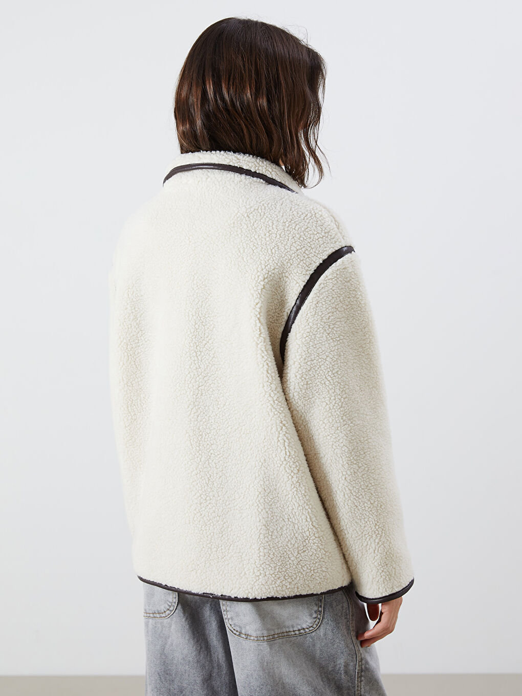 Jacket NeckPlain Long-Sleeve Women's Teddy Coat-4