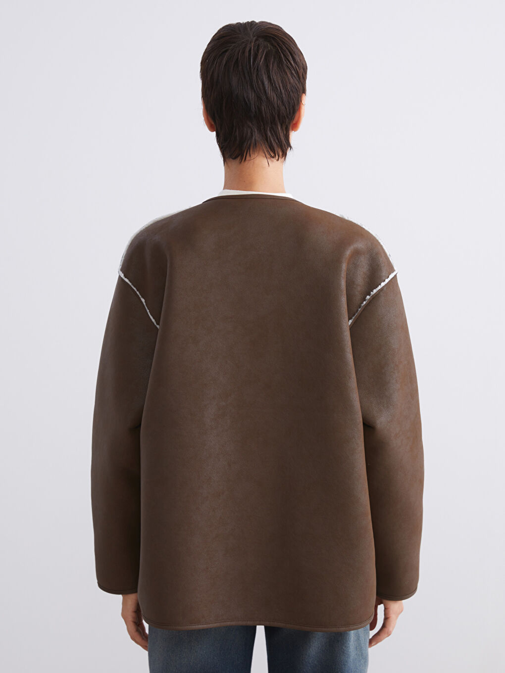 Bej Bisiklet Yaka Çift Taraflı Kadın Mont-4