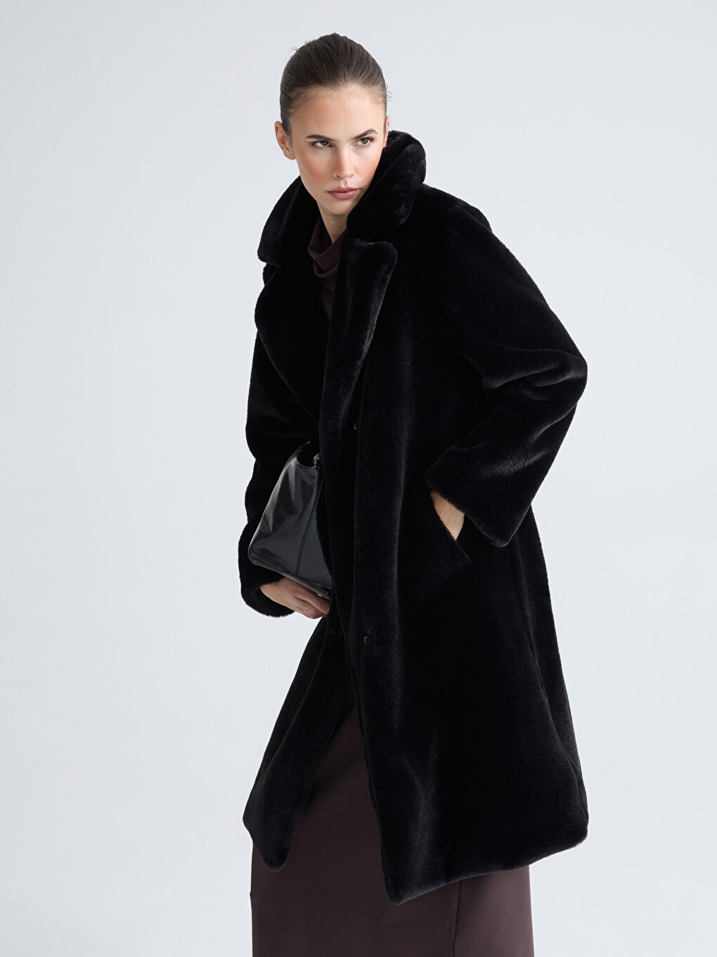 Pardessus en Fourrure pour Femmes à Col de Veste-2