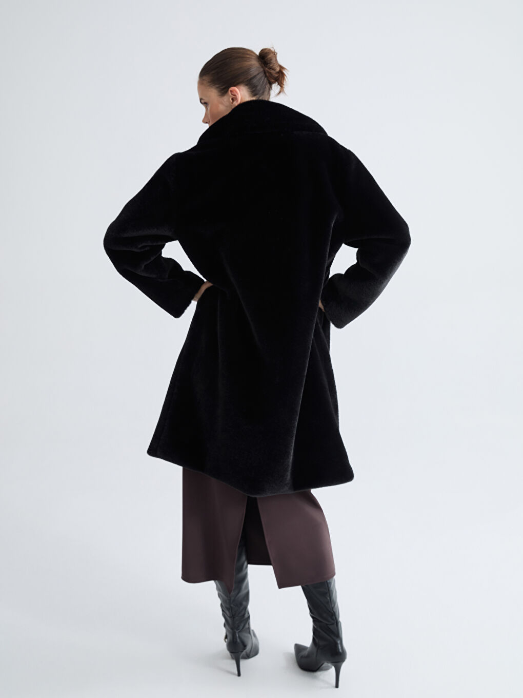 Pardessus en Fourrure pour Femmes à Col de Veste-4