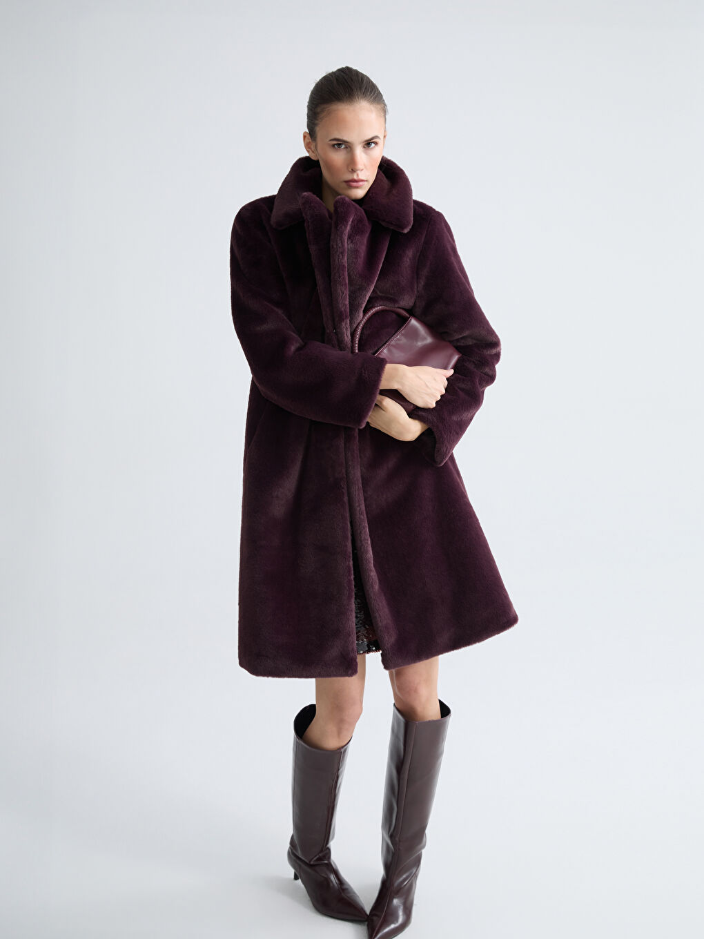 Palton de Blană pentru Femei cu Guler Jachetă-1