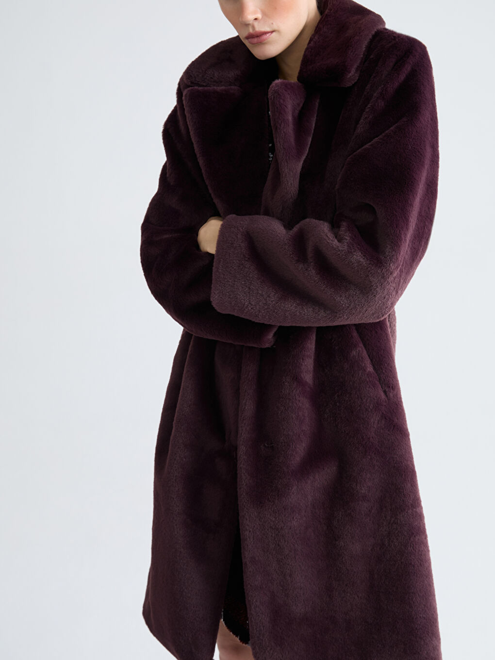 Palton de Blană pentru Femei cu Guler Jachetă-2