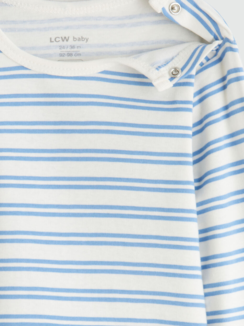 Mavi Bisiklet Yaka Çizgili Erkek Bebek Çıtçıtlı Body-2