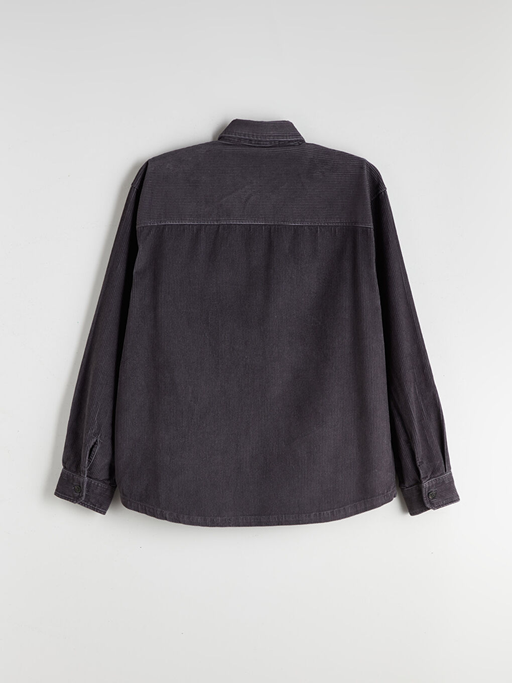 Antrasit Rahat Kalıp Uzun Kollu Kadife Erkek Gömlek Ceket-9