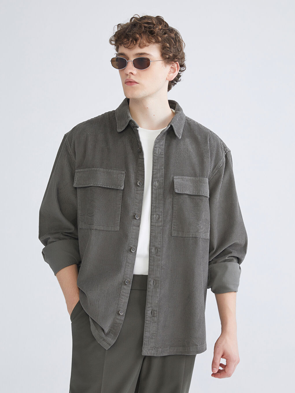 Comfortable Fit Long Sleeve Velvet Men's Shirt Jacket