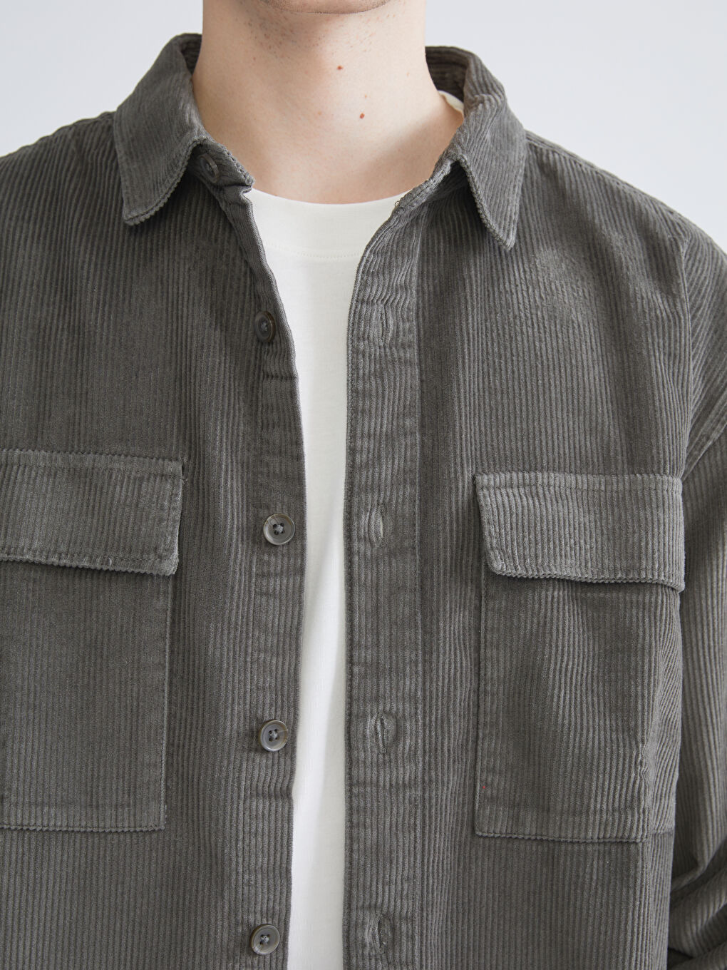 Comfortable Fit Long Sleeve Velvet Men's Shirt Jacket-5