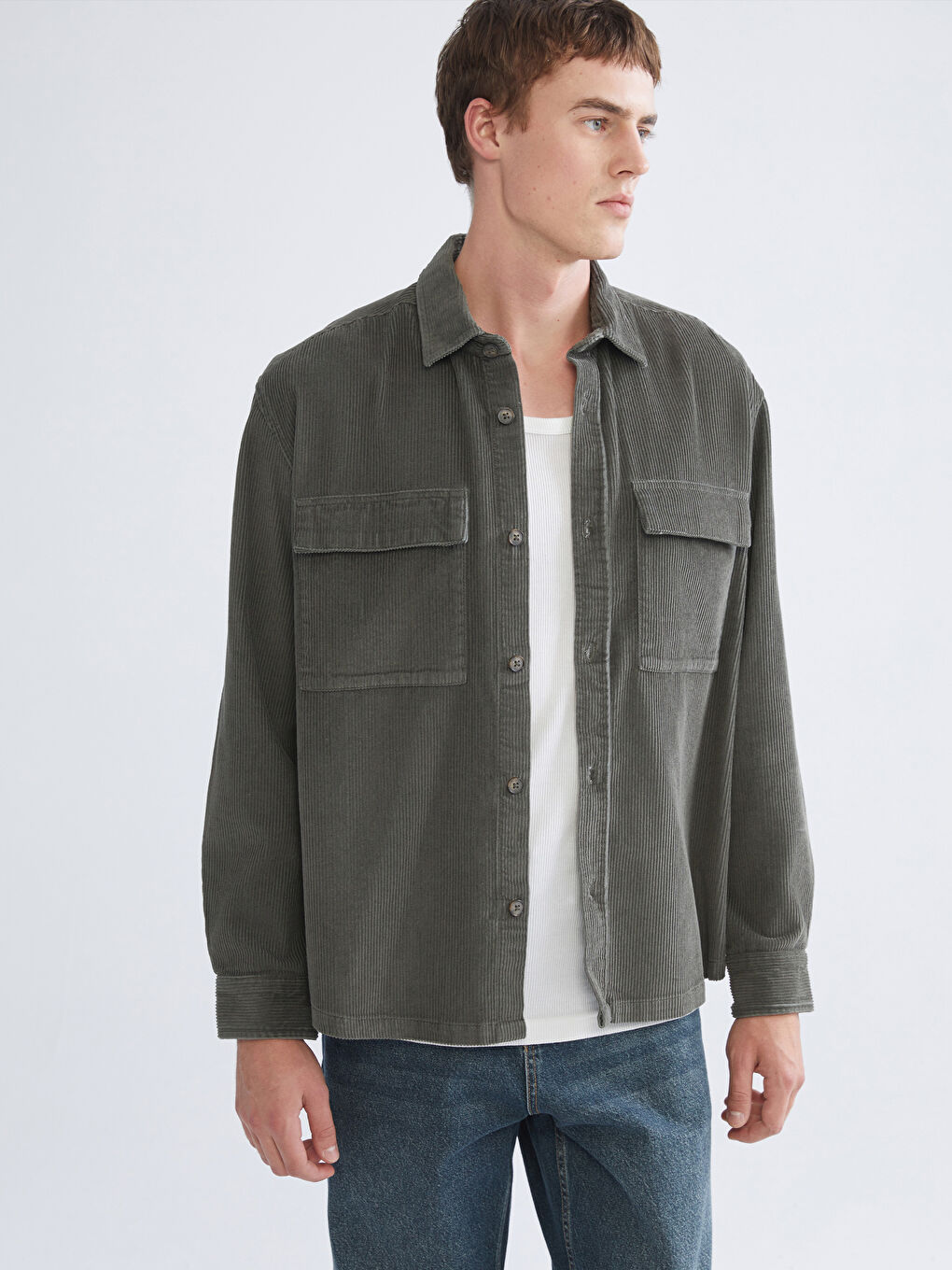 Comfortable Fit Long Sleeve Velvet Men's Shirt Jacket-1