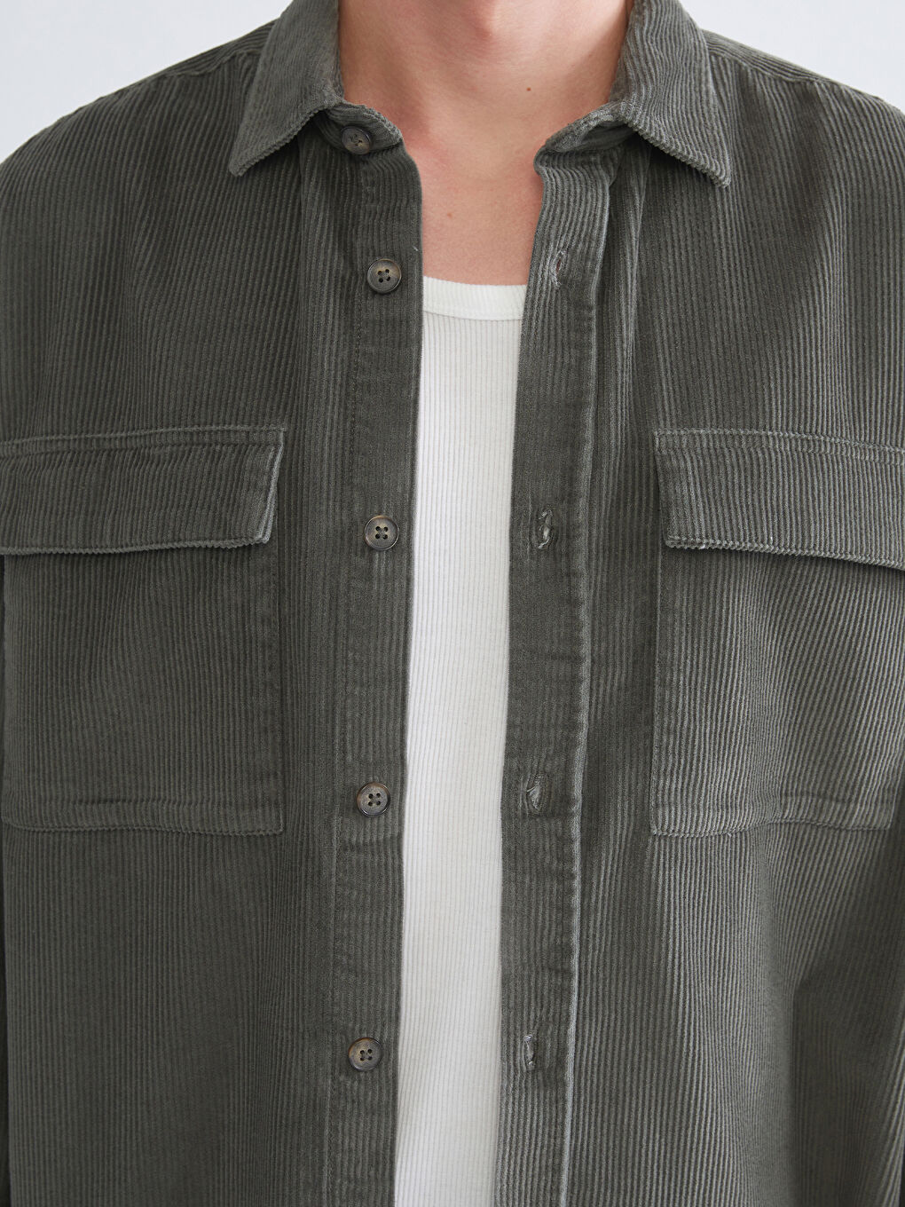 Comfortable Fit Long Sleeve Velvet Men's Shirt Jacket-4