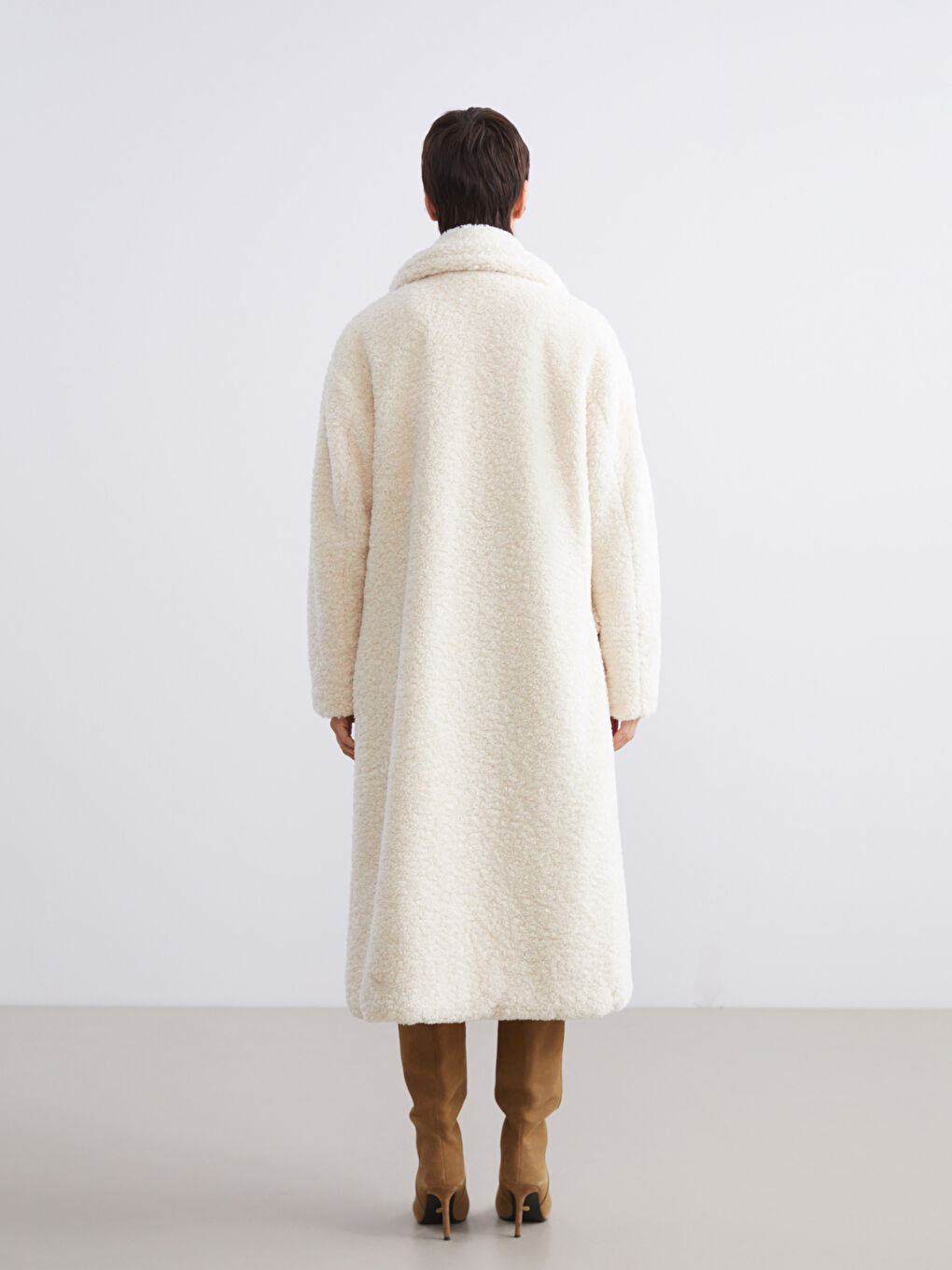 Jacket NeckPlain Long-Sleeve Women's Teddy Coat-5