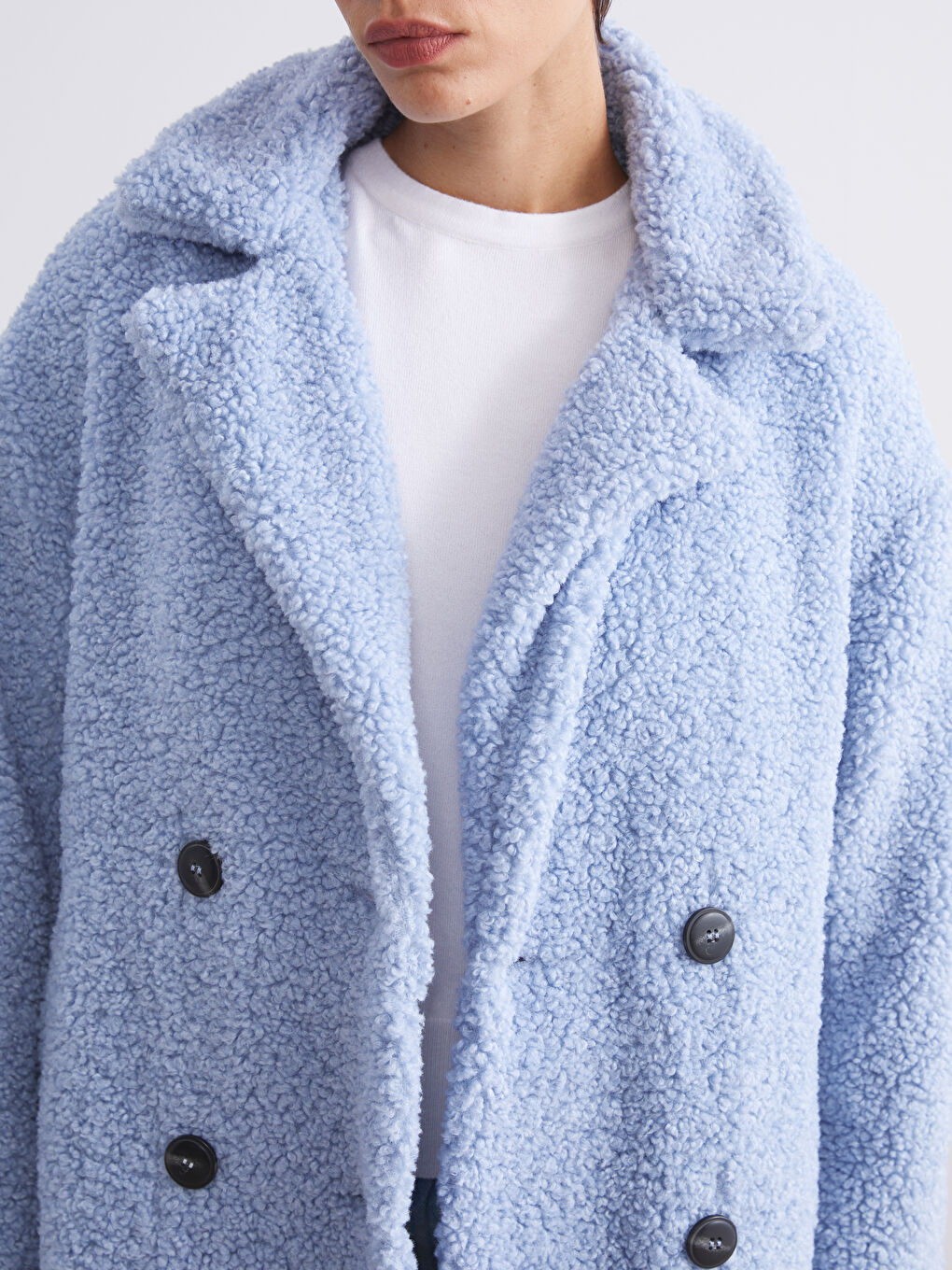 Jacket NeckPlain Long-Sleeve Women's Teddy Coat-2