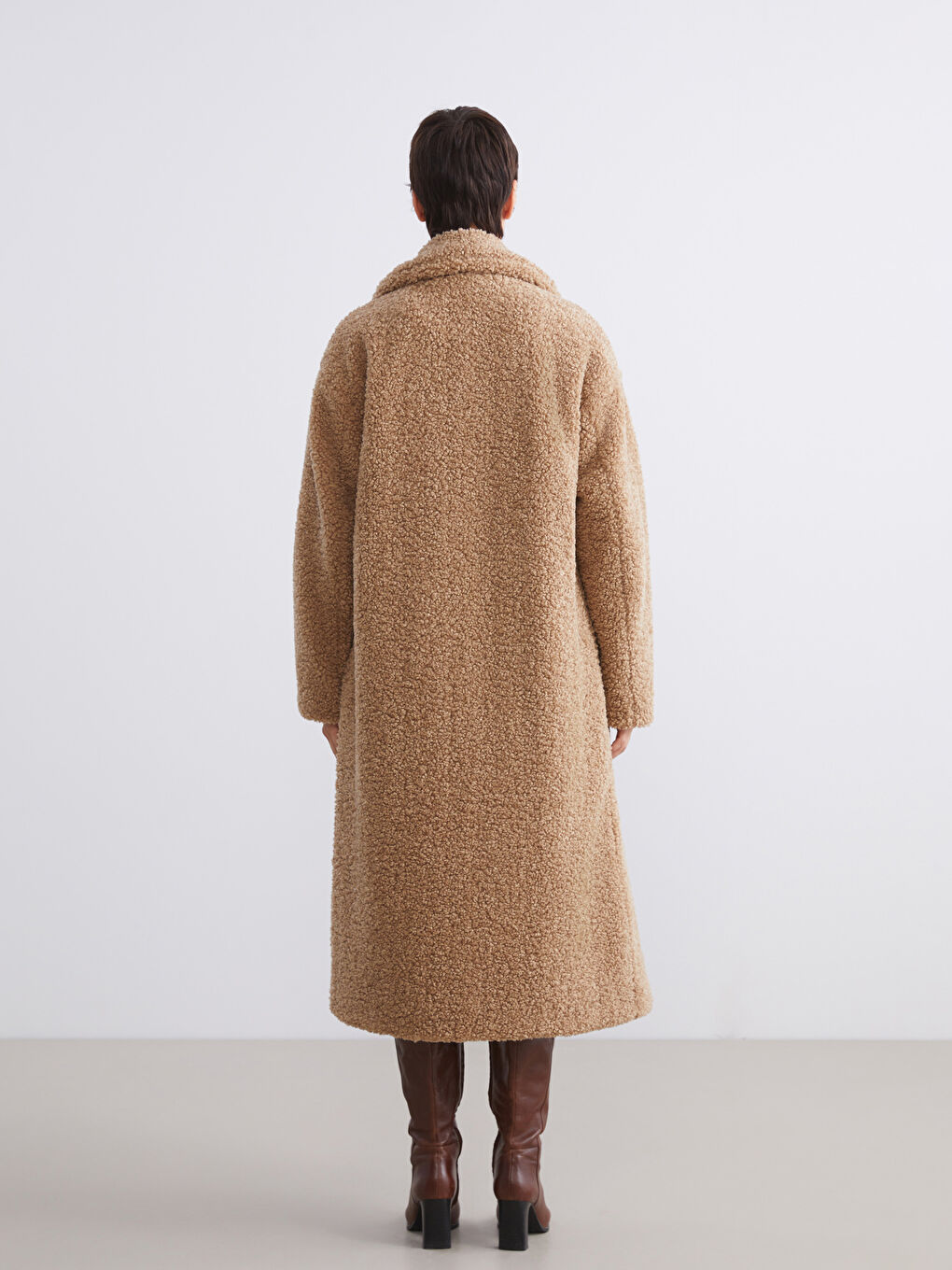 Jacket NeckPlain Long-Sleeve Women's Teddy Coat-4