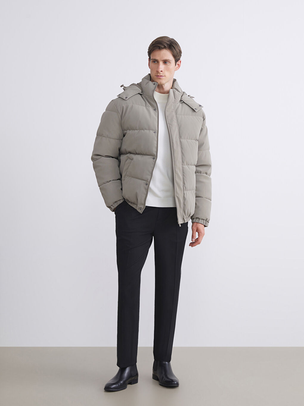 Relaxed Fit Hooded Men's Puffer Coat-1