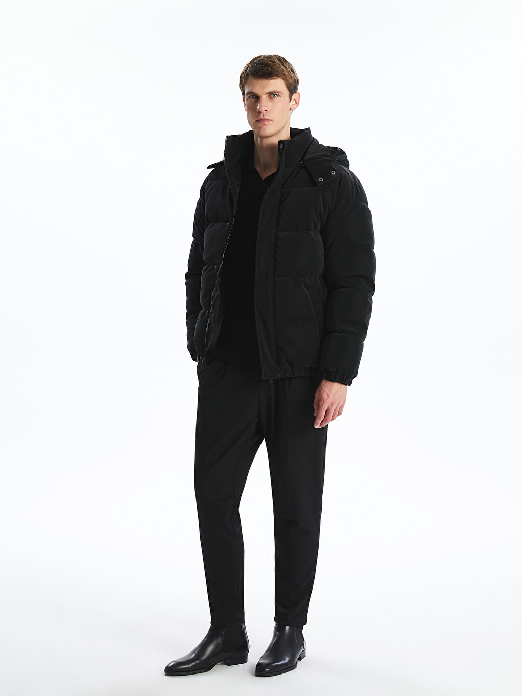 Relaxed Fit Hooded Men's Puffer Coat-1