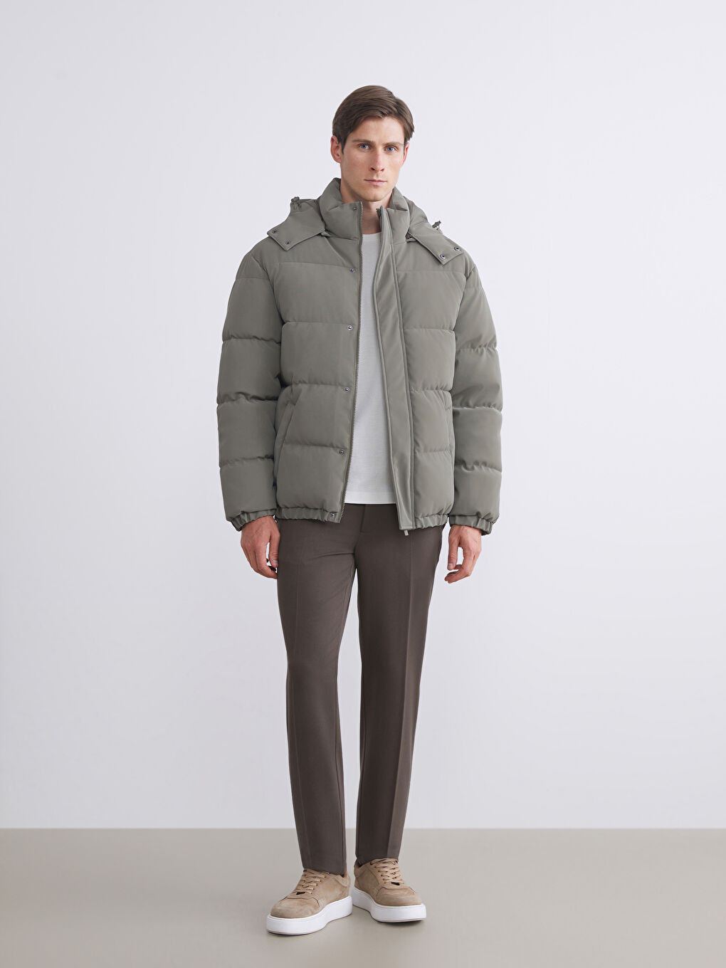 Relaxed Fit Hooded Men's Puffer Coat-1