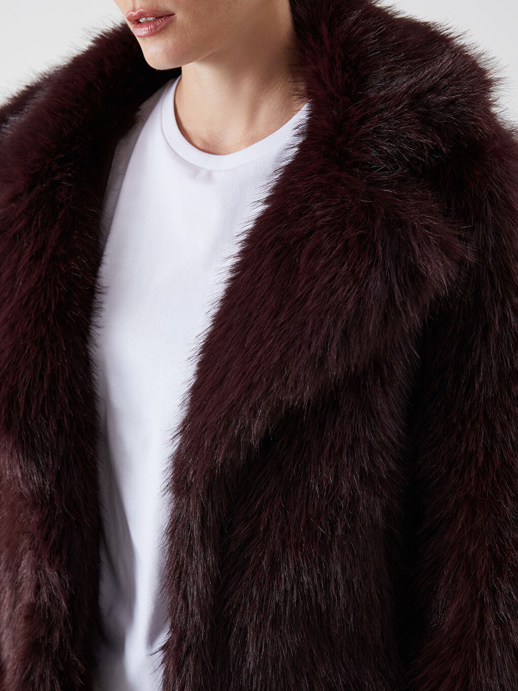 Manteau en Fourrure pour Femmes avec Col de Veste-2