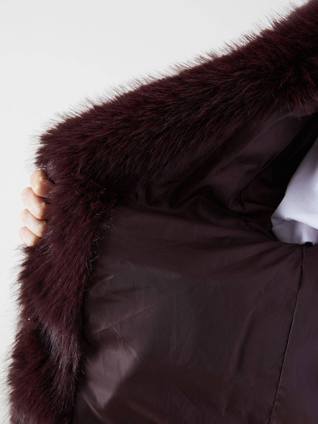 Manteau en Fourrure pour Femmes avec Col de Veste-3