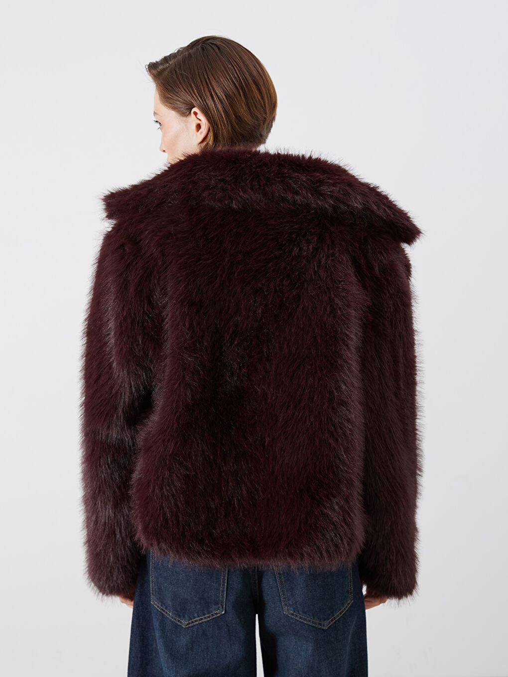 Manteau en Fourrure pour Femmes avec Col de Veste-4