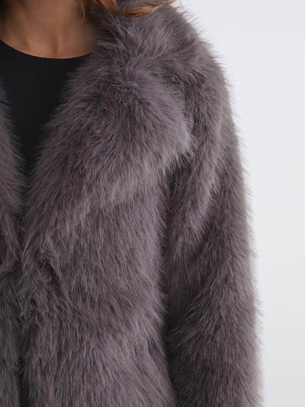 Manteau en Fourrure pour Femmes avec Col de Veste-2