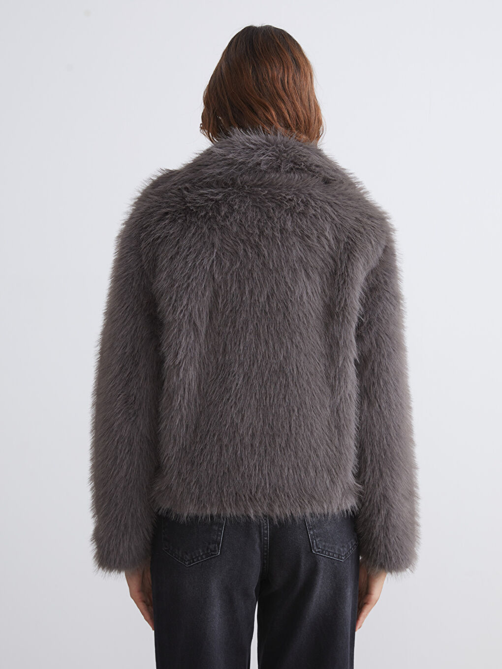 Manteau en Fourrure pour Femmes avec Col de Veste-4