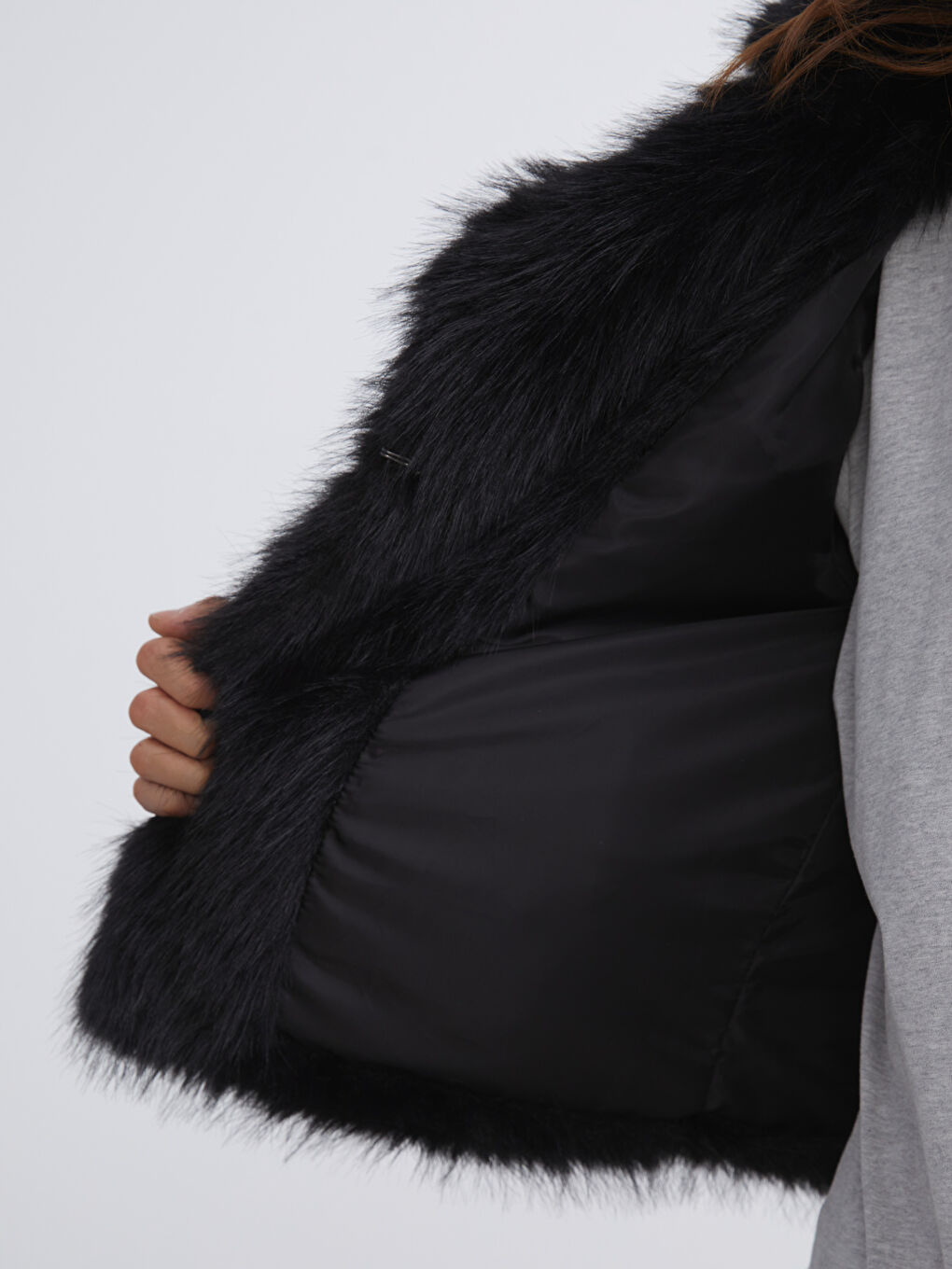Jacket Neck Women's Fur Coat-3