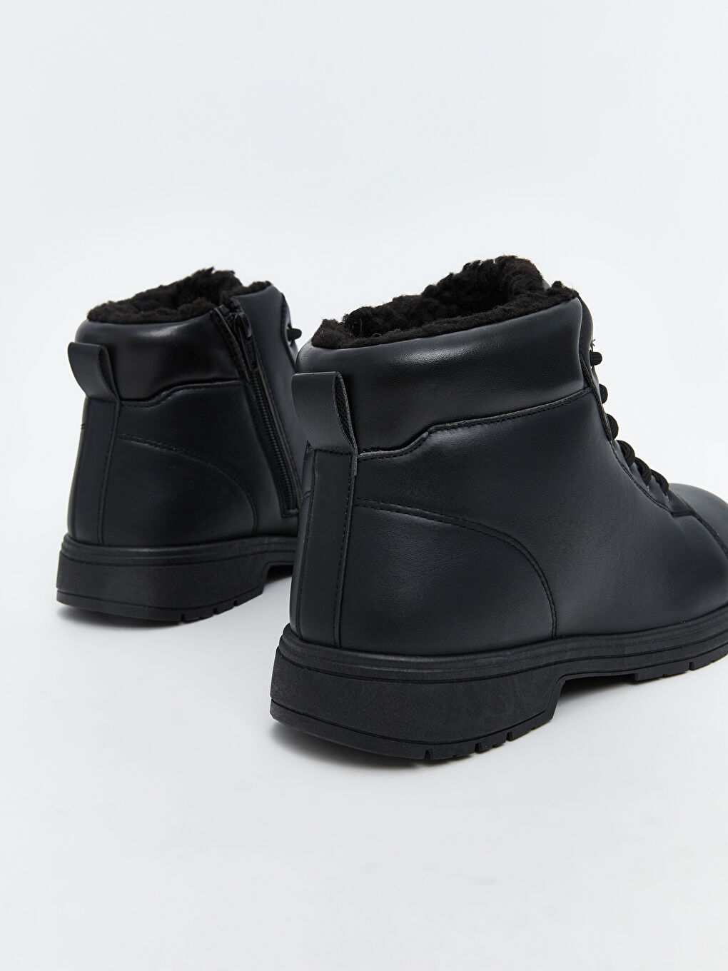 Ботинки из искусственной кожи для мужчин с шнуровкой и застежкой-молнией-4