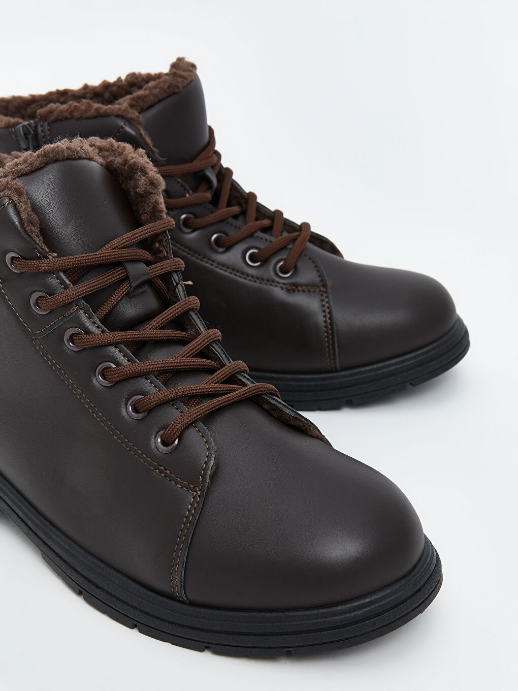Ботинки из искусственной кожи для мужчин с шнуровкой и застежкой-молнией-2