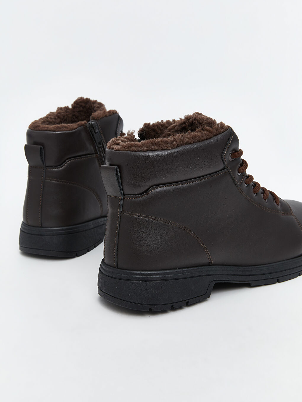 Ботинки из искусственной кожи для мужчин с шнуровкой и застежкой-молнией-4