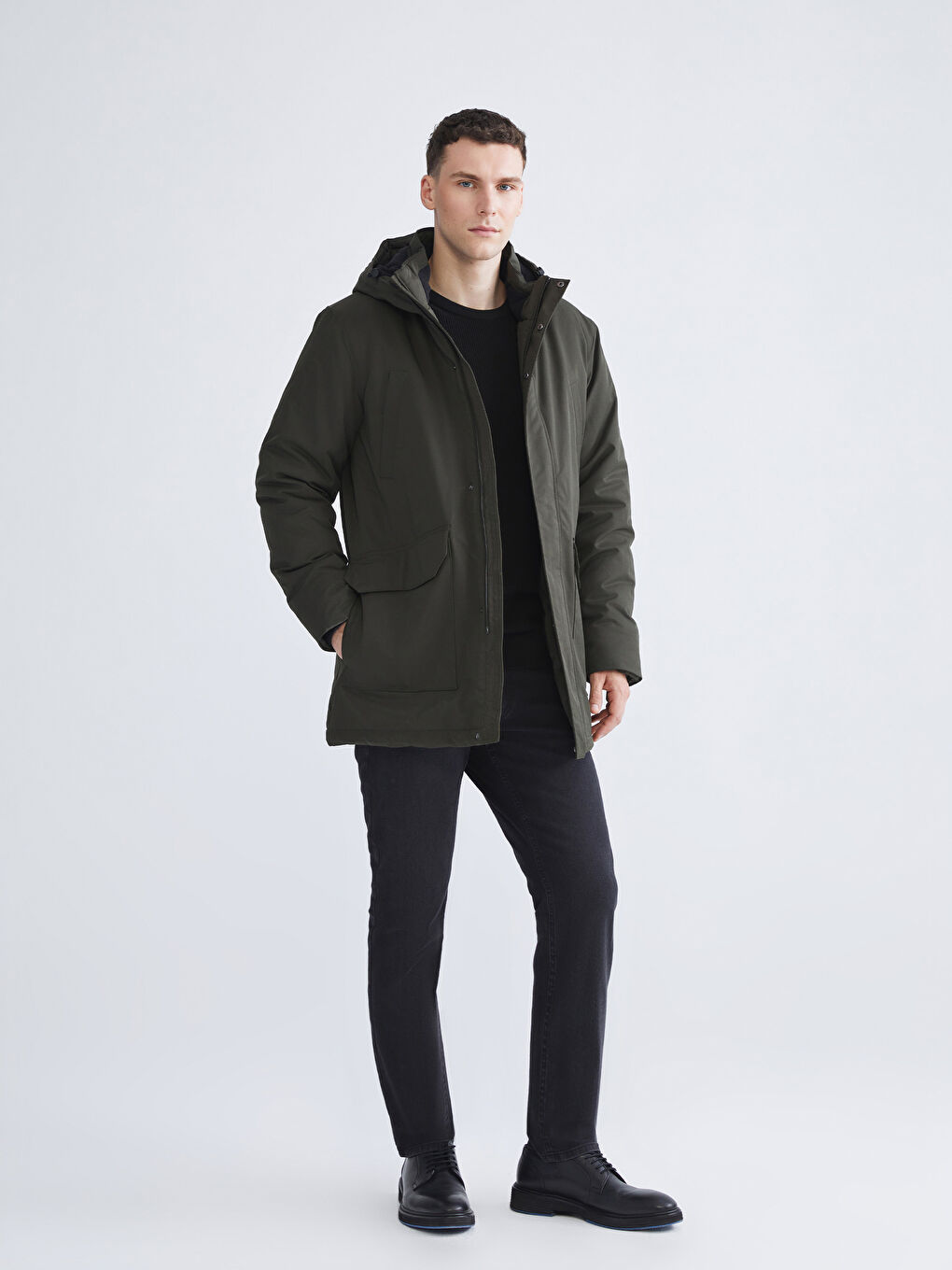 Regular Fit Hooded Men's Parka-1