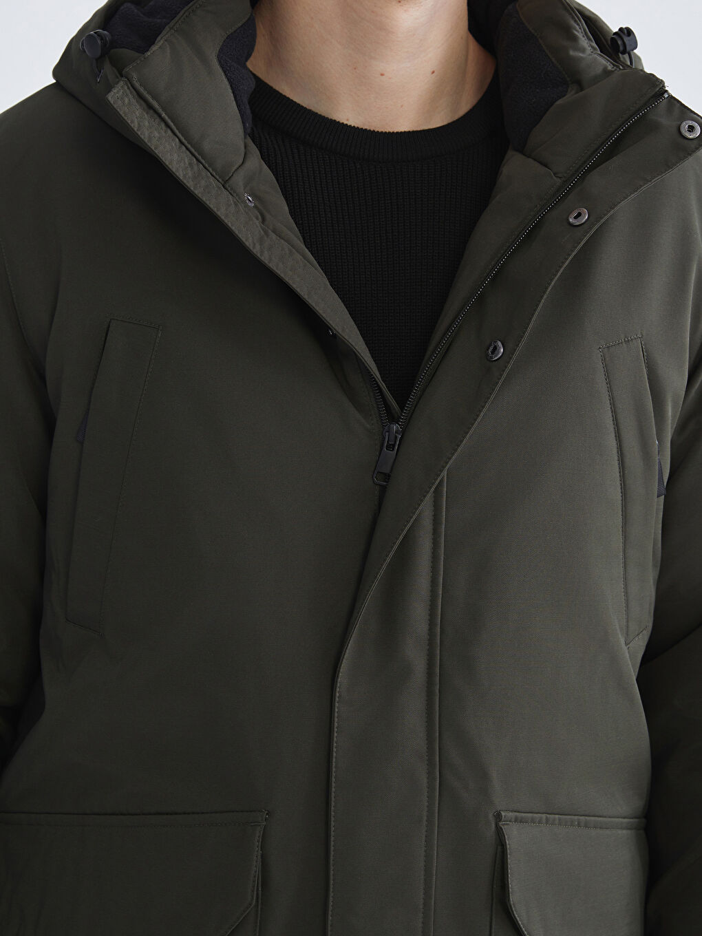 Regular Fit Hooded Men's Parka-2