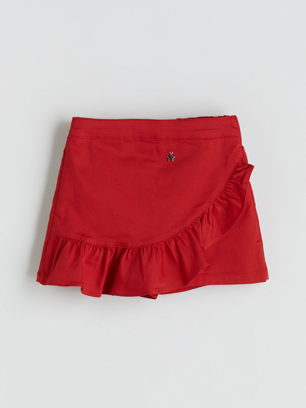 Kırmızı Beli Lastikli Kız Çocuk Şort Etek