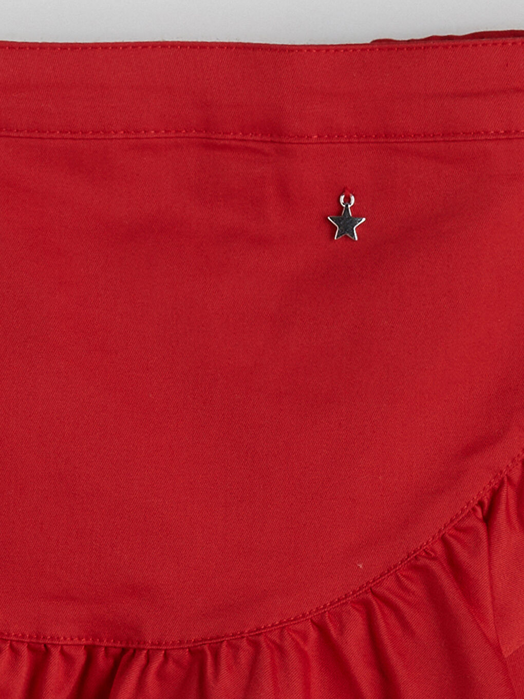 Kırmızı Beli Lastikli Kız Çocuk Şort Etek-1