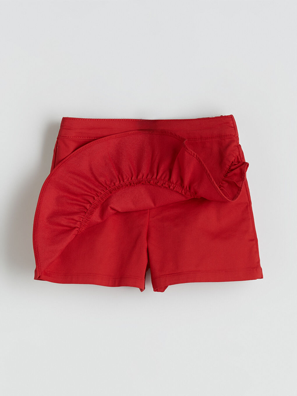 Kırmızı Beli Lastikli Kız Çocuk Şort Etek-2