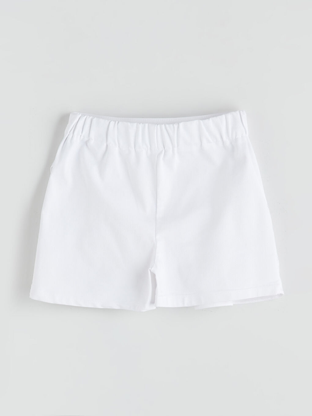Beyaz Beli Lastikli Kız Çocuk Şort Etek-1