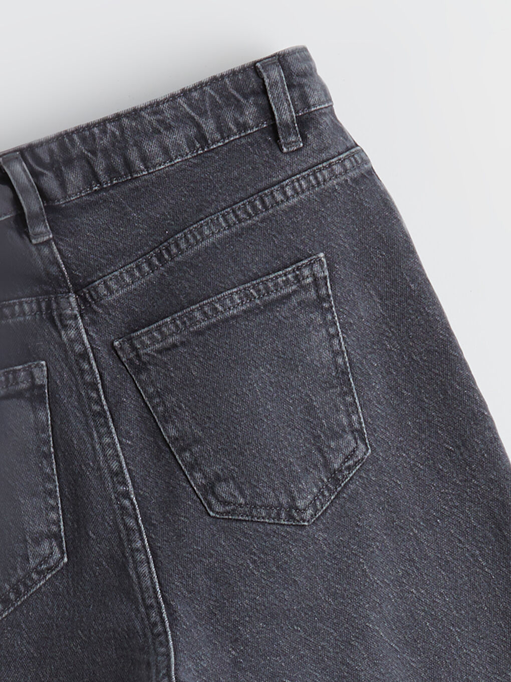 Gri Mom Fit Kadın Jean Pantolon-5