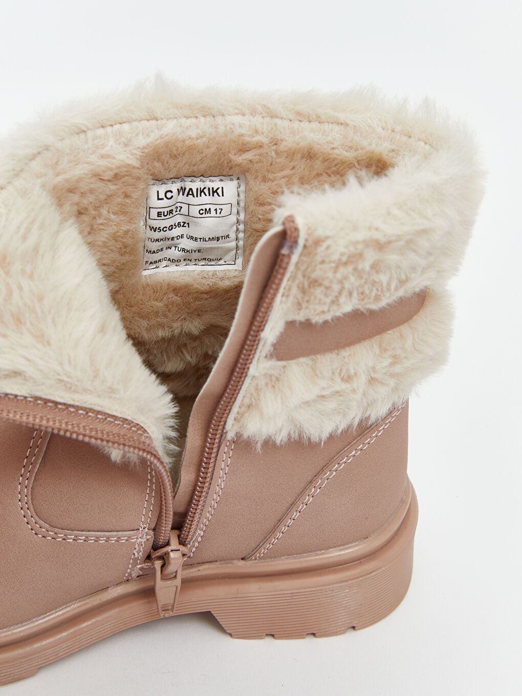 Pembe Süet Görünümlü Kız Bebek Bot-6