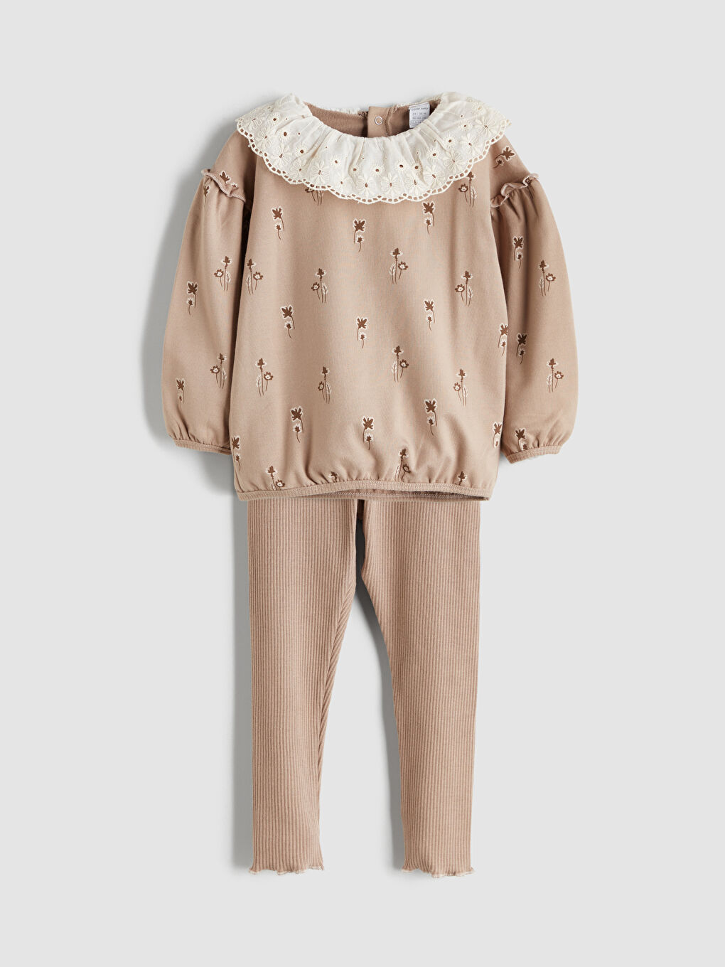 Crew Neck Baby Girls' Sweatshirt and Leggings 2 Pack Set