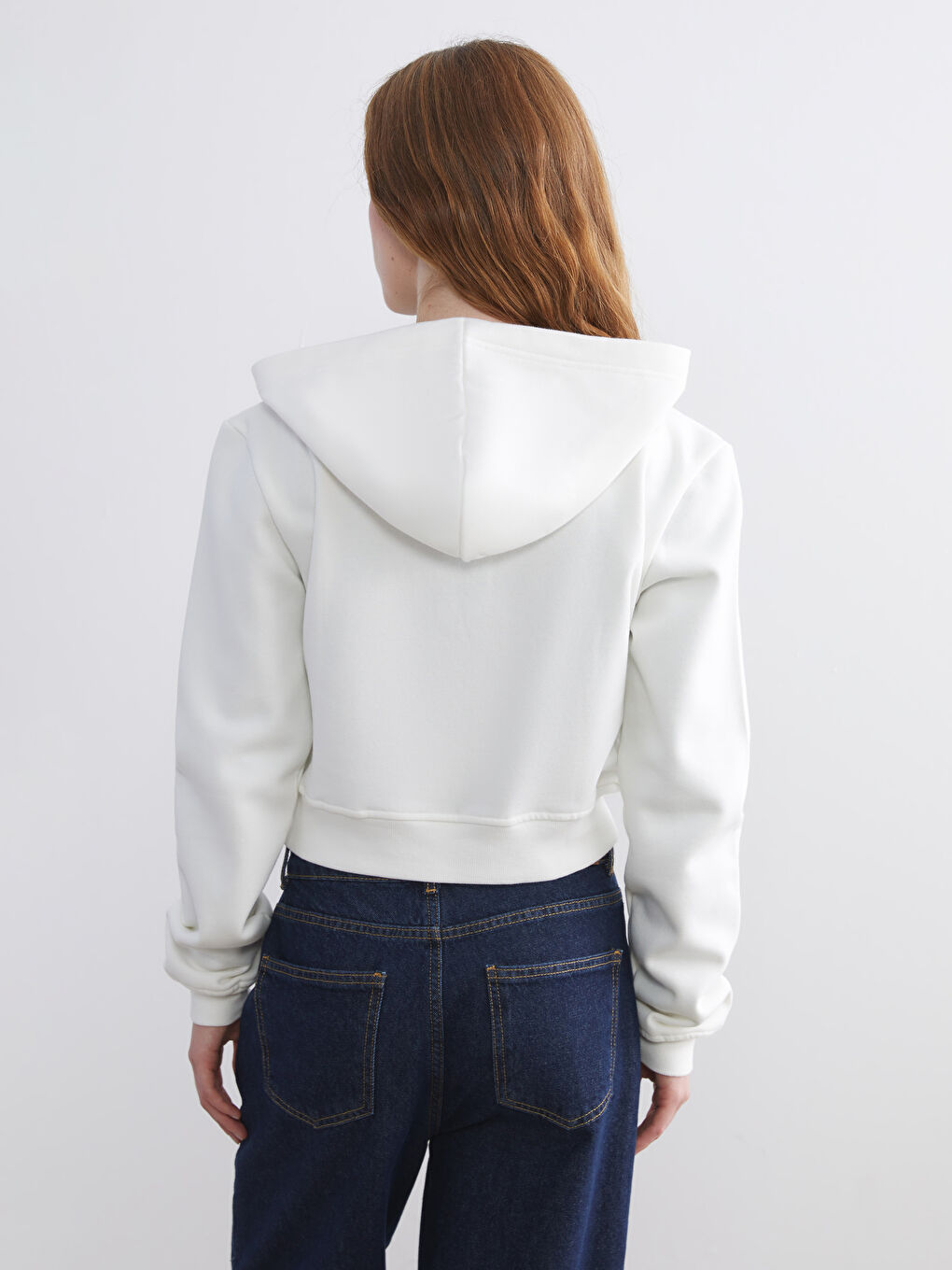 Woman ECRU Zip-Up Sweatshirt-3