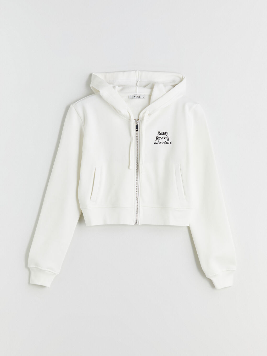 Woman ECRU Zip-Up Sweatshirt-4