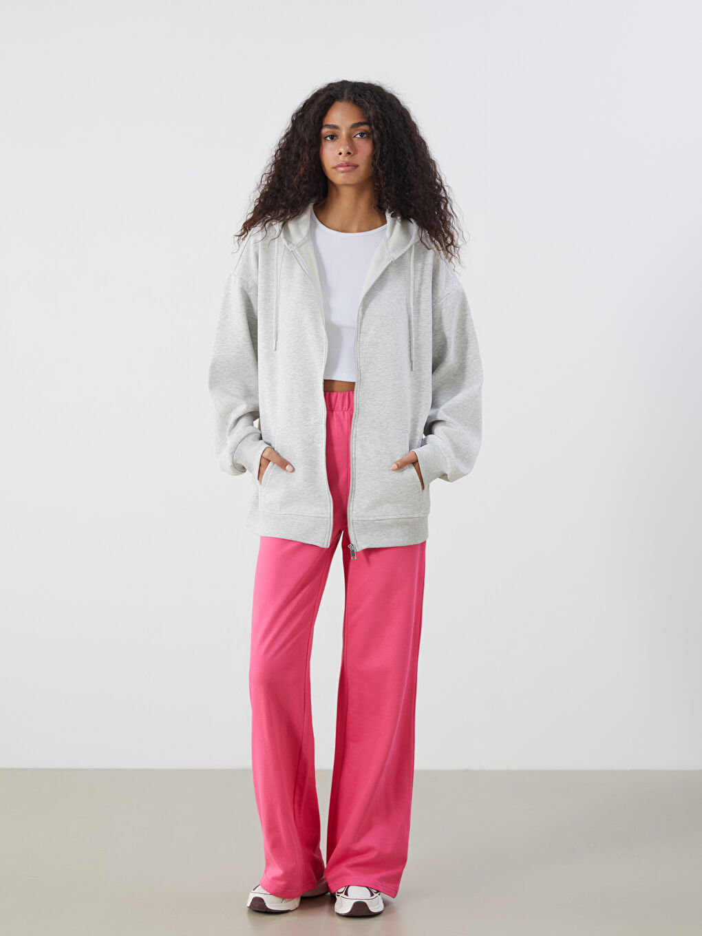 Hooded Oversize Women's Zipper Sweatshirt-1