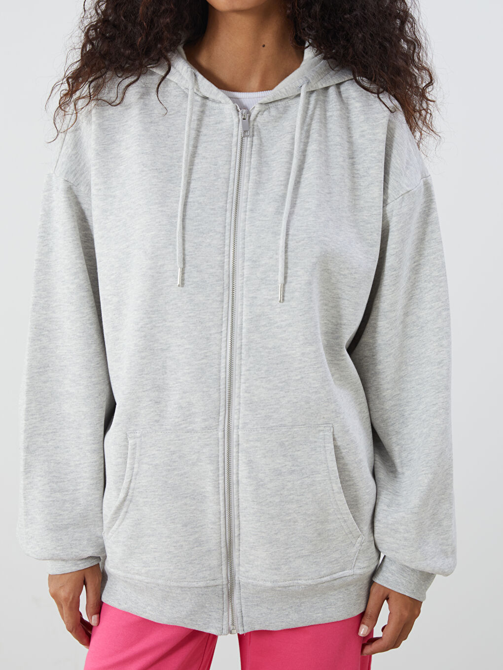 Hooded Oversize Women's Zipper Sweatshirt-2