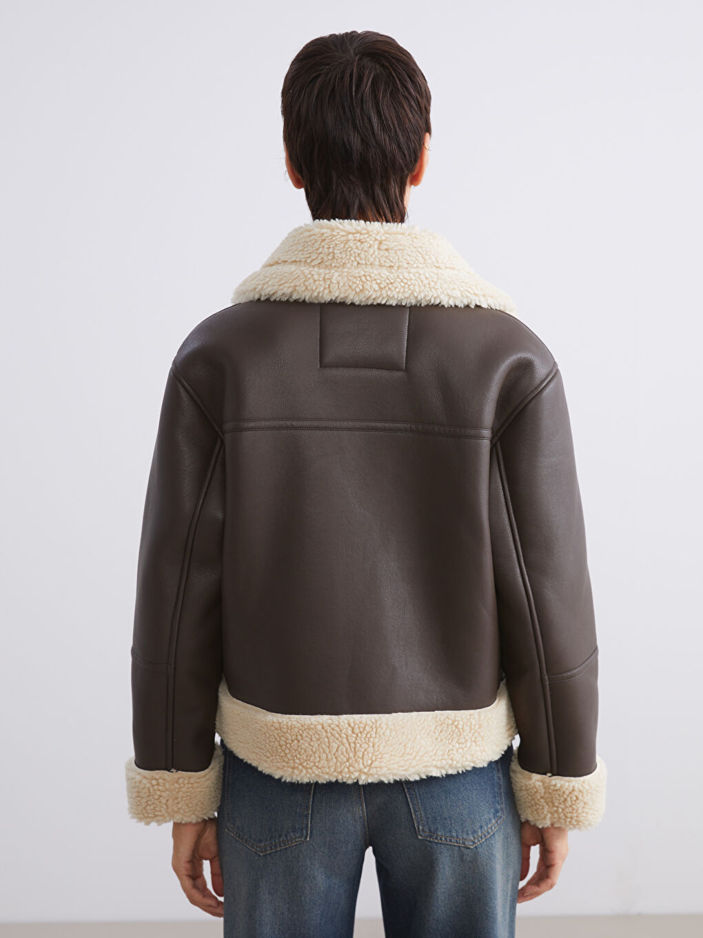 Woman BROWN Faux Leather Coat-4