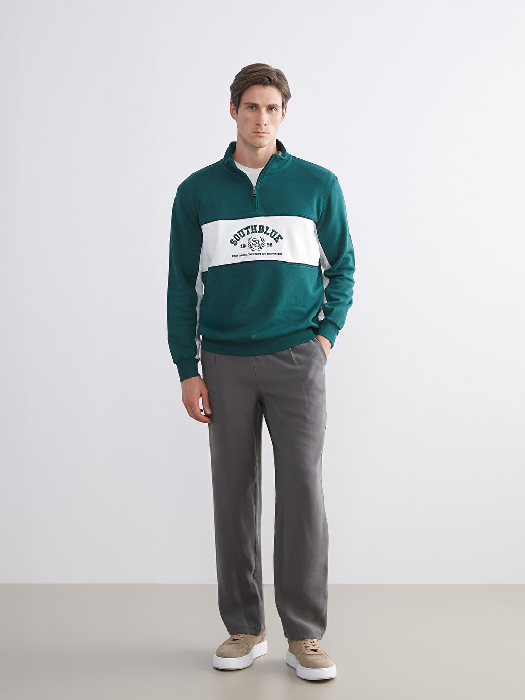 Funnel Neck Printed Men's Sweatshirt-1