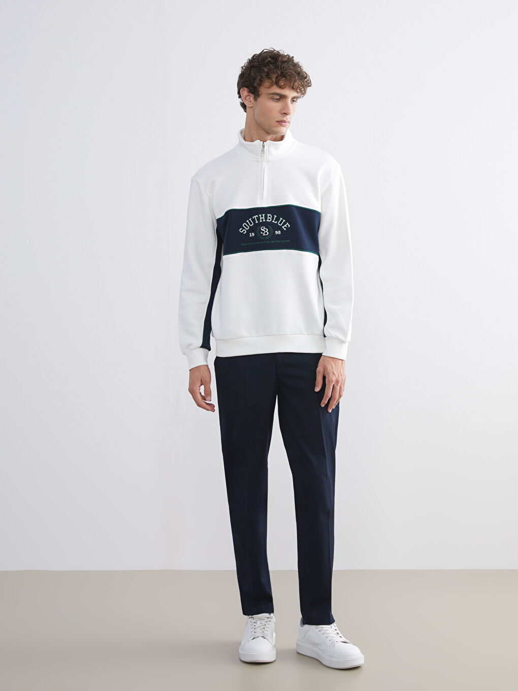 Funnel Neck Printed Men's Sweatshirt-1